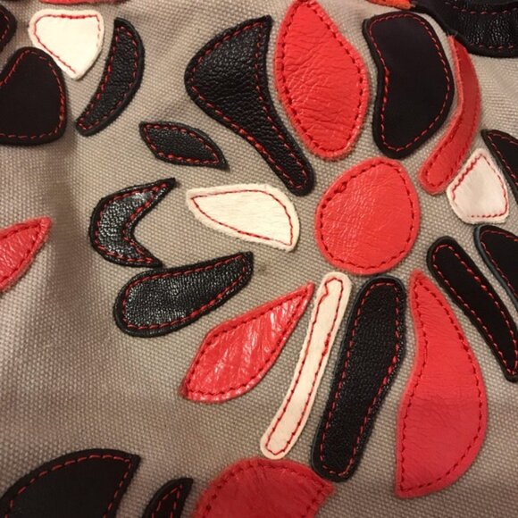 Ameri Leather floral Leather and Canvas Purse - Picture 2 of 8